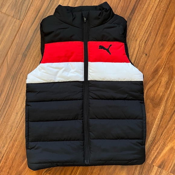 Puma Other - Puma Boys Puffer Vest Black Red/White Stripe XS 5/6